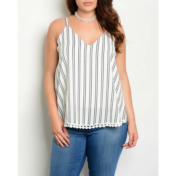 White Navy Plus Size Top {banabee} - Picture 2 of 3